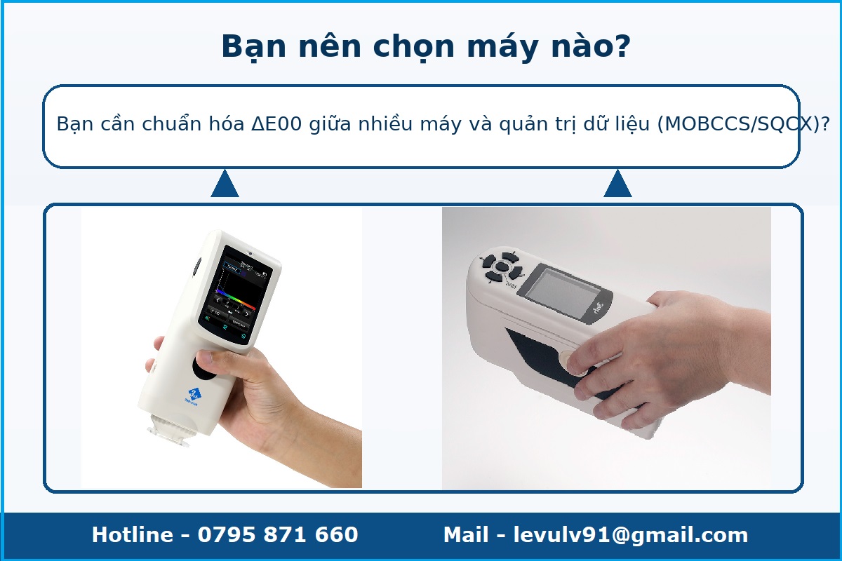Nên chọn CR8 hay NH310 dựa trên yêu cầu ΔE00 và quản trị dữ liệu