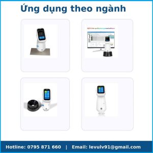 Ứng dụng PS2010 theo ngành: in ấn – bao bì, nhựa – masterbatch, sơn & phủ, dệt may – da giày, kèm ghi chú ΔE00/TL84