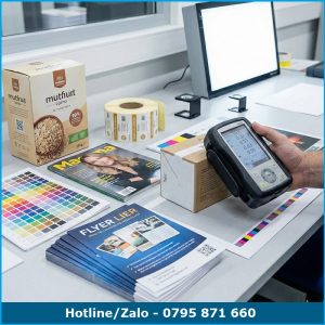 Đo màu và mật độ mực in trên bao bì bằng thiết bị đo quang phổ trong phòng QC
