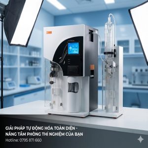 Hệ thống máy chưng cất và chuẩn độ đạm tự động Hanon K1100 giúp tự động hóa quy trình Kjeldahl.